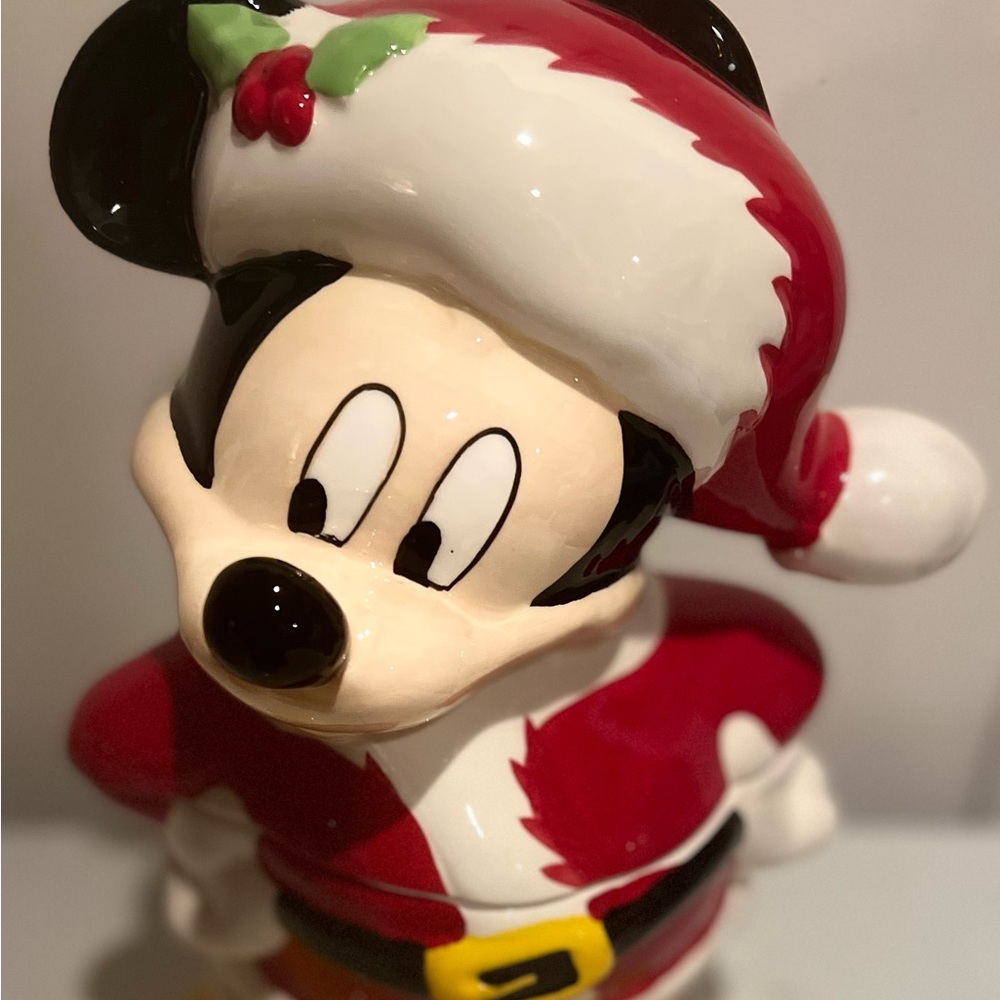 Disney Santa Mickey Mouse Ceramic Canister Cookie jar